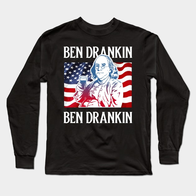 Ben Drankin 4th of July Vintage Long Sleeve T-Shirt by cecatto1994